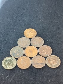 10 Mixed Date Indian Head Cents
