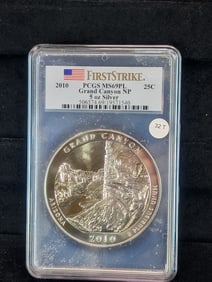 2010 First Strike 5oz Silver Grand Canyon NP, PCGS MS69PL
