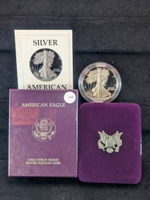 1987-S American Silver Eagle in OGP with COA