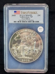 2010 First Strike 5oz Yellowstone NP, PCGS MS69PL