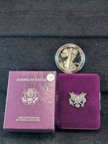 1990-S American Silver Eagle in OGP with COA