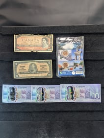 1954 Canada Two Dollar, 1937 Canada Two Dollar, Three 2017 Canada Ten Dollars, & 2012 Canada Cent