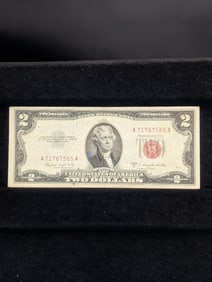 1953B Red Seal 2 Dollar Bill Full corners and no Marks.
