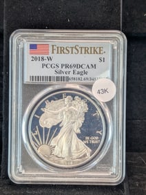 2018-W First Strike Silver Eagle, Graded By PCGS PR69DCAM