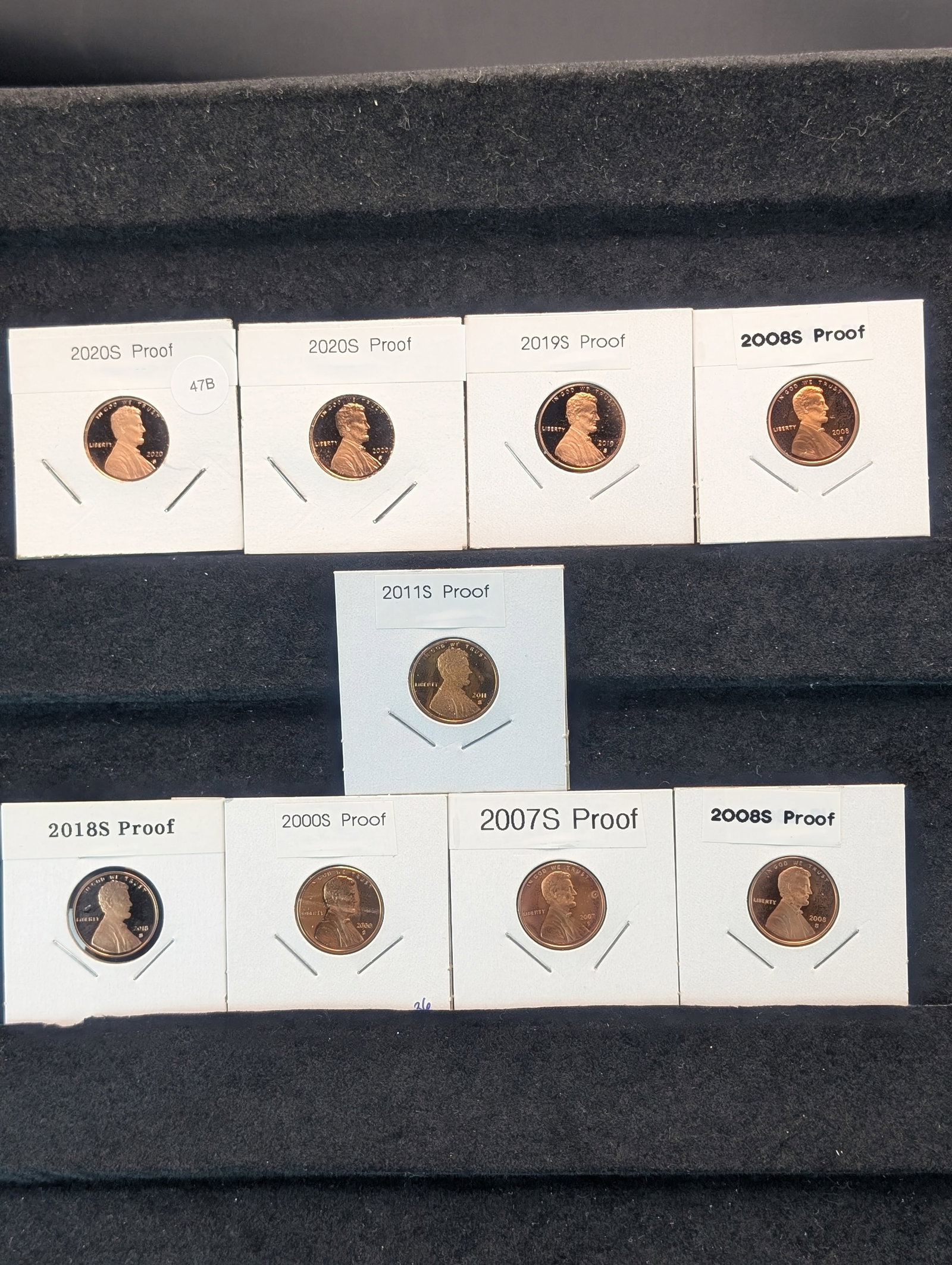 9 Mixed Date Lincoln Proof Cents 2020-S, 2019-S, 2018-S, 2008-S,2000-S, 2007-S, 2011-S: 9 Mixed Date Lincoln Proof Cents 2020-S, 2019-S, 2018-S, 2008-S,2000-S, 2007-S, 2011-S