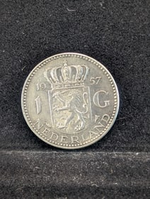 1957 1 Gulden 72% Silver, 6.5 grams
