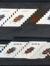 5 BU Mixed Date Lincoln Cents 2019-W, 2018-D, 2019-W, 2018-D, 2018