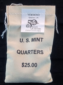 2001-P Vermont State Quarters In Unopened Canvas Bag