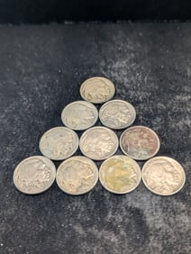 10 Buffalo Nickels - Mixed Dates Low Grade