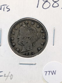 1883 Liberty Head V Nickel w/o Cents