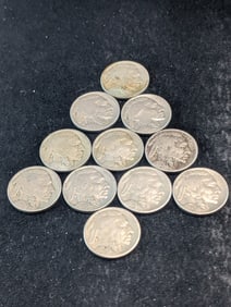 10 Buffalo Nickels - Mixed Dates Low Grade