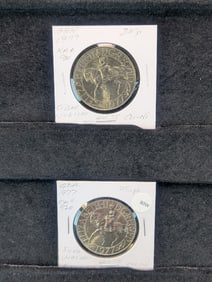 Two 1977 United Kingdom 25 Pence Coins, Silver Jubilee of Reign Cu-Ni
