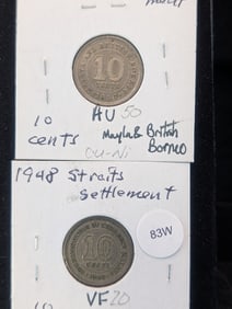 1948 & 1956 Straits Settlement 10 Cent Coins