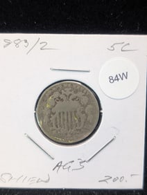 1883/2 Shield Nickel Very Clear under Microscope - Key Date -Greysheet books $200 at G4