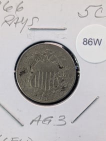 1866 Shield Nickel w/Rays