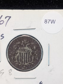1867 Shield Nickel w/Rays
