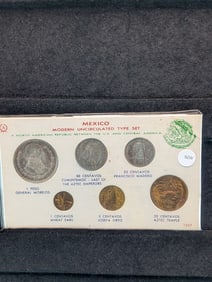 Six Coin Mexico Unc. Type Set - One 10% Silver Peso