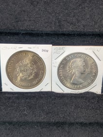 1965 Churchill Crown & 1972 Elizabeth and Phillip 25 Pence Coins