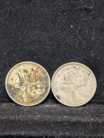 1945 & 1968 Canada Quarters 1945 -80% Silver , 1968- 50% Silver