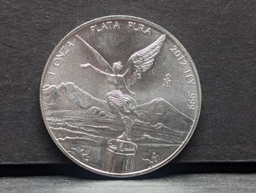 1 Oz. .999 PURE SILVER 2012 Mexico Libertad Designed Round