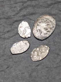 Lot of Four 1547-84 Soviet Silver Wire Money - Ivan the Terrible