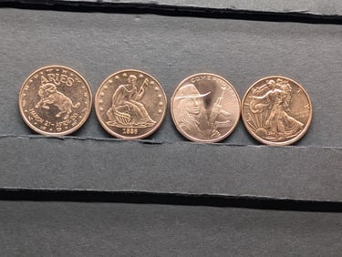 1 Oz. Each .999 FINE COPPER Various Designed Rounds (4 PCS)