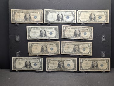 (6) 1957, (2) 57-A, (2) 57-B Series $1.00 Silver Certificates  **AVERAGE CIRC*