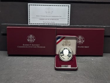 1998-S PROOF Robert F. Kennedy Commem Silver Dollar in OGP w/ COA