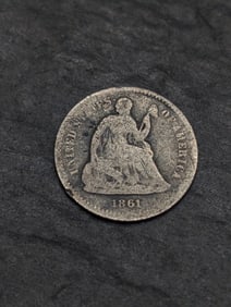 161 w/ Legend Seated Liberty Half Dime