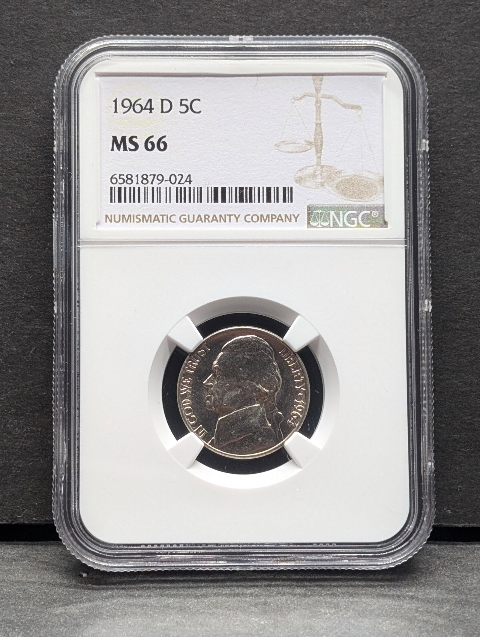 1964-D Jefferson Nickel - NGC MS66: 1964-D Jefferson Nickel - NGC MS66