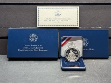 2004-P PROOF Thomas Alva Edison Commem Silver Dollar in OGP w/ COA