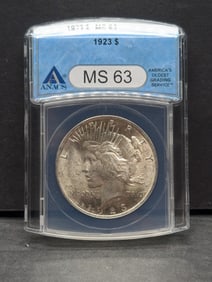 1923 Peace Silver Dollar - ANACS Cert. MS63