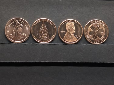 1 Oz. Each .999 FINE COPPER Various Designed Rounds (4 PCS)