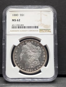 1880 Morgan Silver Dollar - NGC MS62