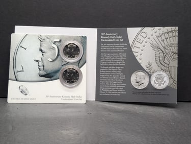 2014-P&D 50th Anniv. Kennedy Half Dollar Uncirculated Coin Set in OGP w/ COA