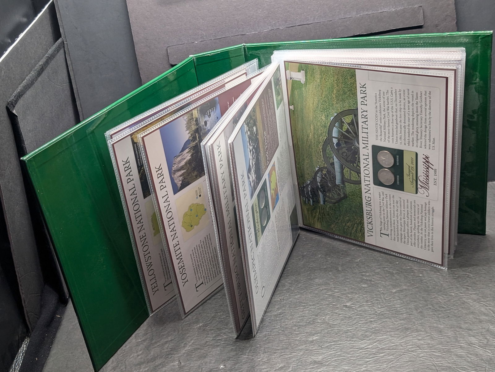 Partial Collection of P&D Mint National Park Quarters in Park Info Display Cards in Album: Partial Collection of P&D Mint National Park Quarters in Park Info Display Cards in Album (2010-2014)