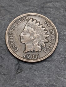 **SEMI-KEY DATE - NICE CHOCOLATE BROWN - FINE/VF** 1908-S Indian Head Cent