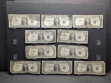 Lot of Ten Various 1935 & 1957 Series $1.00 Silver Certificates Including Star Note **AVERAGE CIRC*