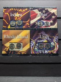Lot of Four Various Statehood Quarters in State Information Displays (P&D Mint)
