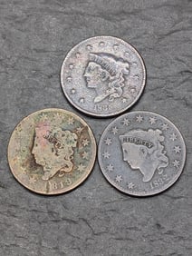 Lot of Three Various Dated Large Cents
