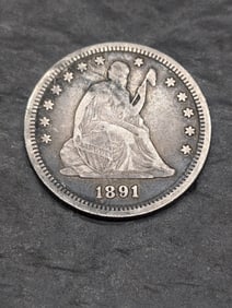 **VF** 1891 w/ Motto Seated Liberty Quarter