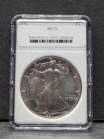 1991 American Silver Eagle - NCG Cert. MS70