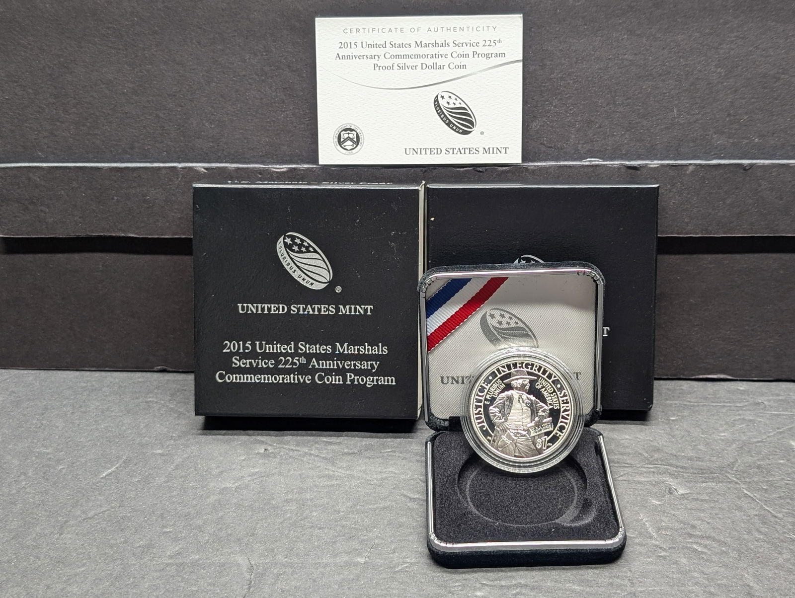 2015-P PROOF U.S. Marshals Service 225th Anniv. Commem Silver Dollar in OGP w/COA (1 of 4)