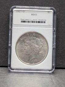 1927-D Peace Silver Dollar - NCG Cert. MS65 *Better Date*
