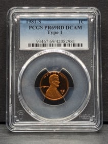 1981-S PROOF Type 1 Lincoln Memorial Cent - PCGS PR69 RD DCAM