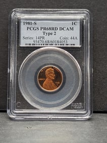 1981-S PROOF Type 2 Lincoln Memorial Cent - PCGS PR68 RD DCAM