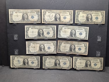 Lot of Ten Various 1935 & 1957 Series $1.00 Silver Certificates Including Star Note **AVERAGE CIRC*