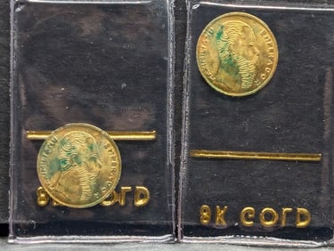 1865 Mexico Miniature 8K GOLD Maximiliano Coins (2 Pcs)