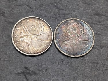 (2 Coins) 1962 Canadian Quarters 80% Silver