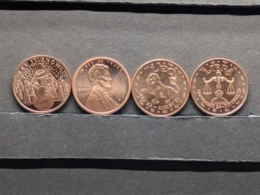 1 Oz. Each .999 FINE COPPER Various Designed Rounds (4 PCS)